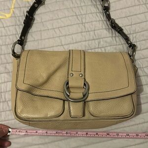 Tan pebbled leather coach bag